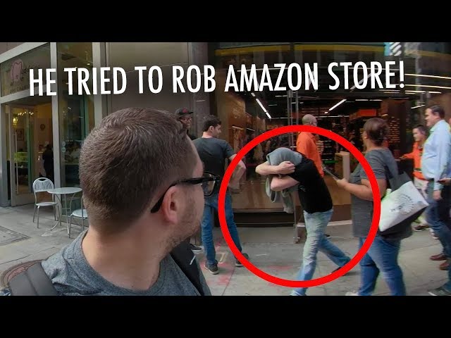 HE TRIED TO ROB THE AMAZON STORE!!