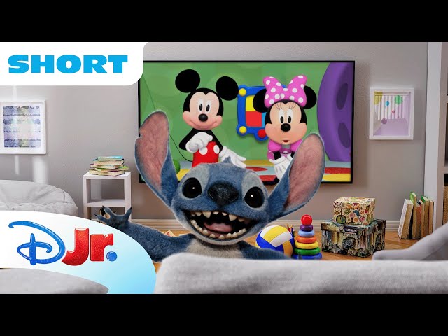 Mickey Mouse and Stitch Do the Hot Dog Dance! ❤️💙 | Mickey+ Shorts |  @disneyjr​