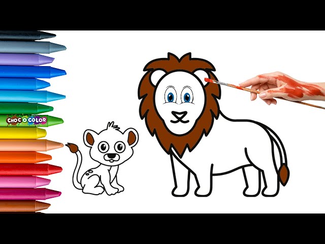 🦁 How to Draw & Color Cute Lion King | Easy Kids Art Tutorial