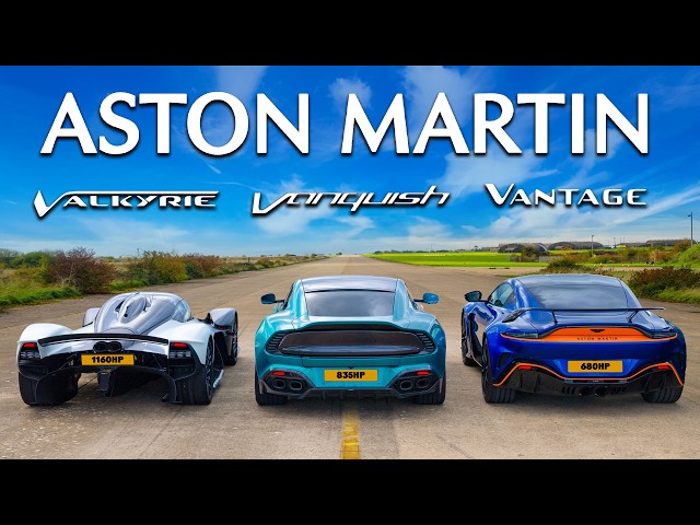Aston Martin Valkyrie v Vanquish v V12 Vantage: DRAG RACE