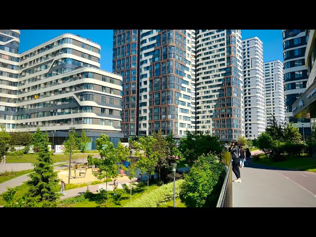 [4K] Moscow new housing development - A walk among the big residential complexes