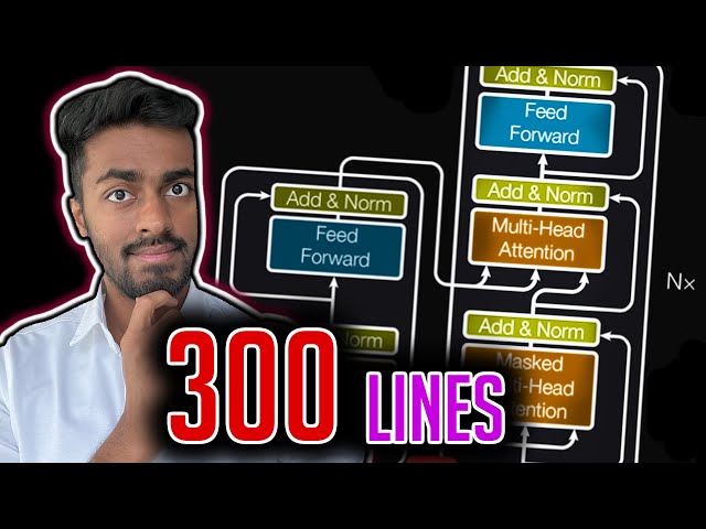 The complete Transformer Neural Network Code in 300 lines!