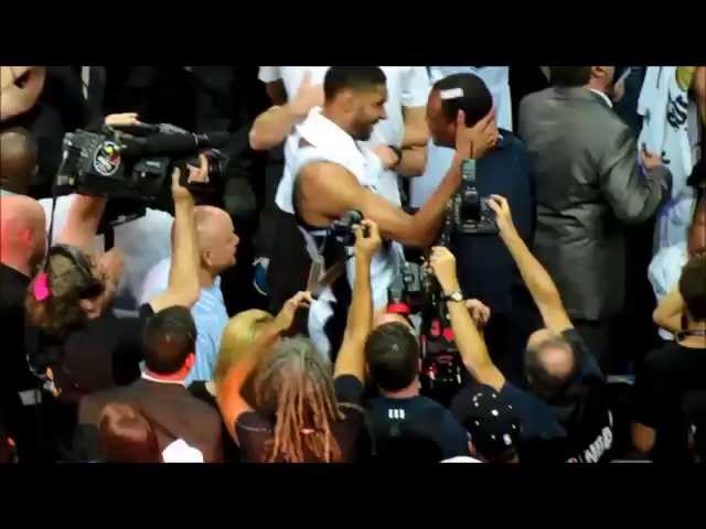 Tim Duncan and David Robinson celebration 2014