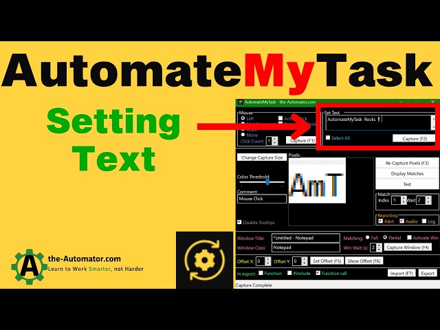AutomateMyTask Tutorial #2 SendText and Using the Offset