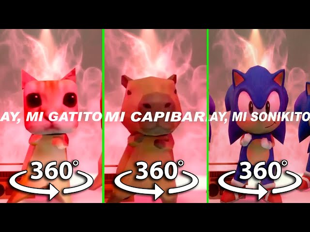 360° VR Ay mi Gatito Miau, Miau vs Ay mi Sonikito Zoom, Zoom vs Ay mi Capibarita Cui, Cui