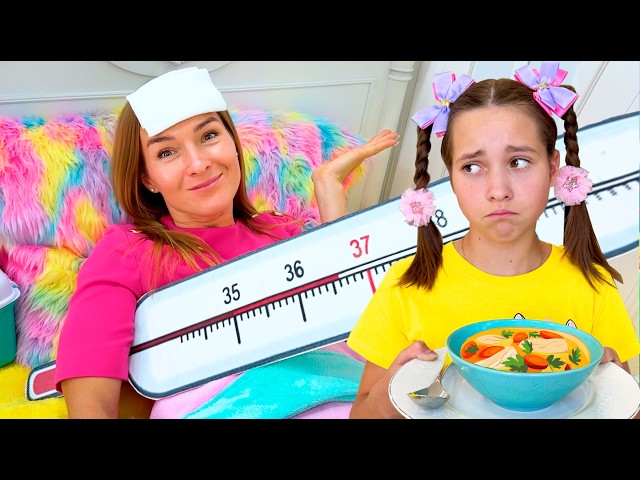 Kids help Mom when she gets sick!