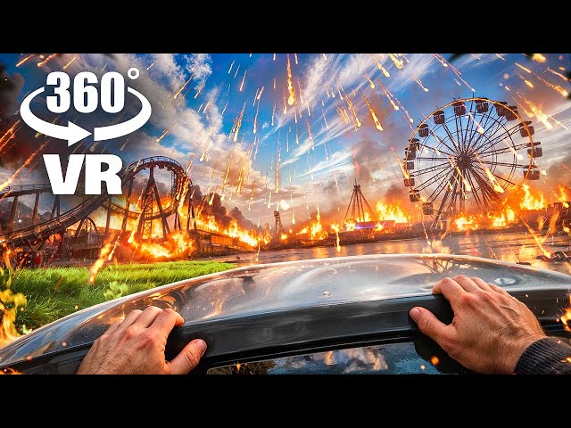 360° VR - LAVA RAIN at the Amusement Park! Can YOU Escape?
