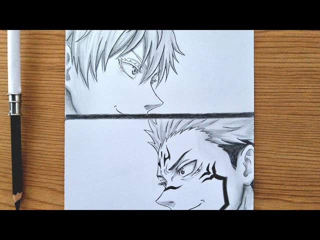 How To Draw Gojo Vs Sukuna Face Off || Anime Pencil Sketch Tutorial