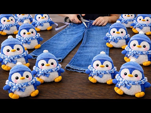 Turning Old Jeans into Penguin Dolls / Easy Sewing 🐧👖