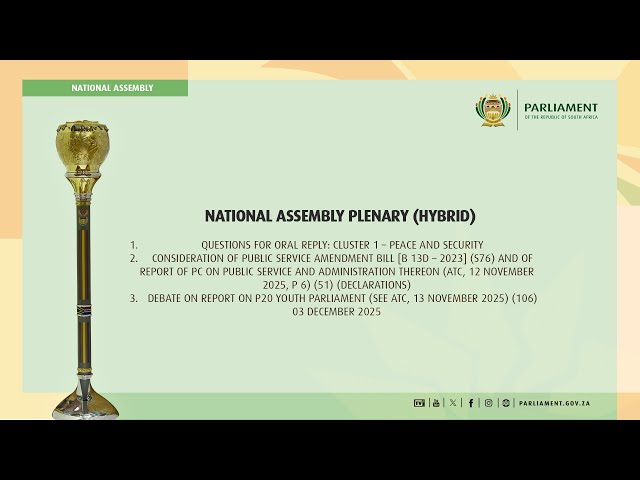 NATIONAL ASSEMBLY PLENARY, 3 December 2025