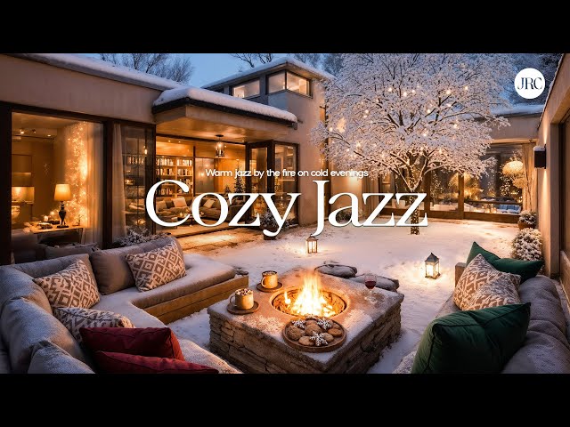 Cozy Winter Porch With Relaxing Jazz Music | Gentle Jazz Ambience and Fireplace for Relaxation