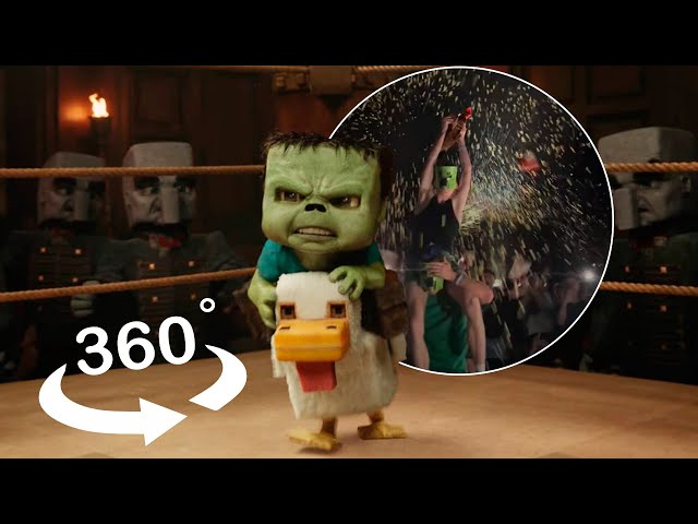 VR 360° - A Minecraft Movie Theater Reaction to ALL MEMES | Chicken Jockey