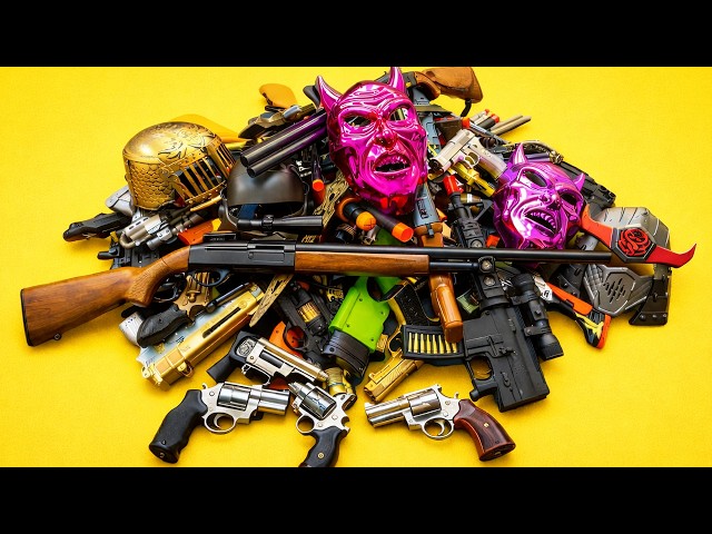 INSANE Toy Gun Arsenal Box! Shotgun, Chrome Revolvers, Tactical Rifles & Demon Masks FULL COLLECTION