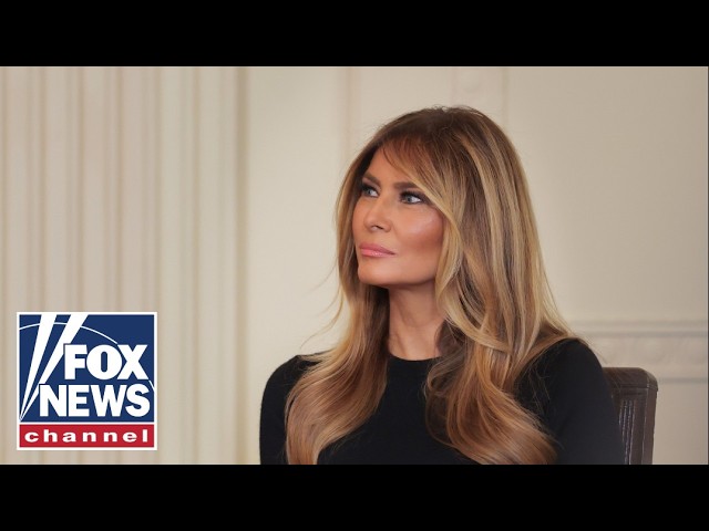 First lady Melania Trump makes a statement from the White House