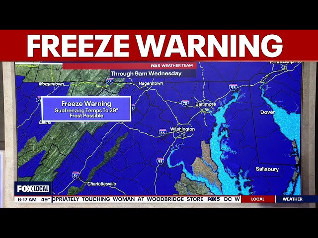 Freeze Warning in effect late Tuesday night into Wednesday morning