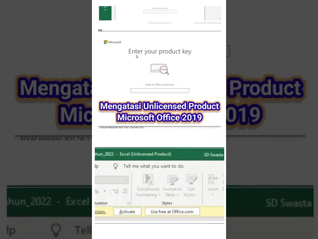 Mengatasi Unlicensed Product & Enter Your Product Key di Microsoft Office 2019 #belajarexcel #excel