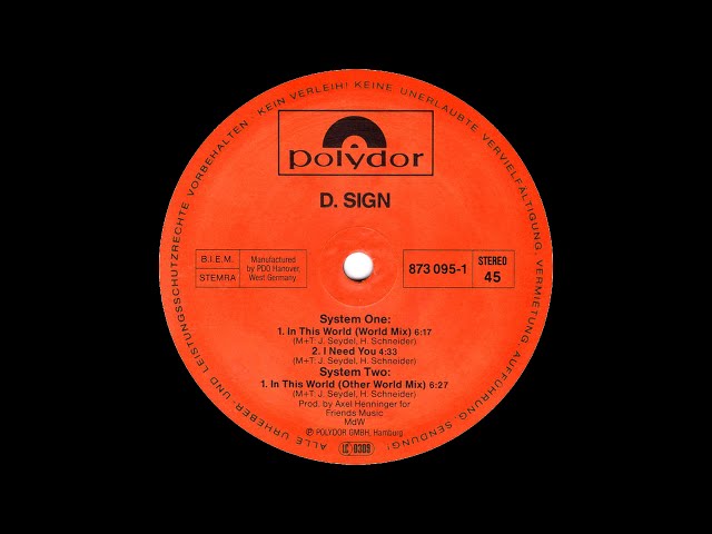 D-Sign - In This World (1989)