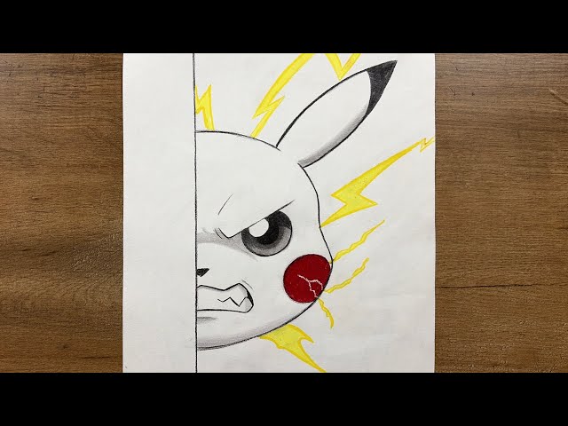 How to Draw Angry Pikachu with Lightning | Easy Pokemon Drawing