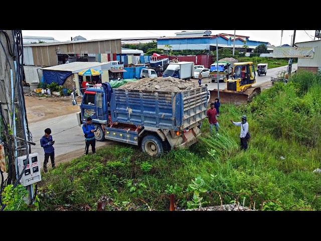 First Starting New project! Filling Land Build Road By Bulldozer KOMAT'SU D61PX With Trucks 5ton