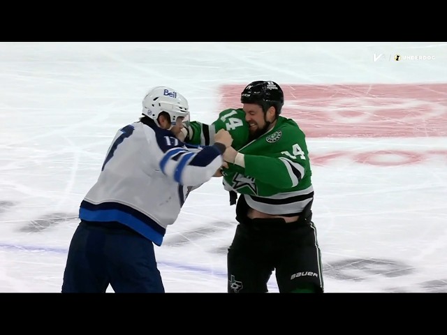 Jamie Benn Fights Adam Lowry After Neal Pionk Questionable Hit Against Jason Robertson