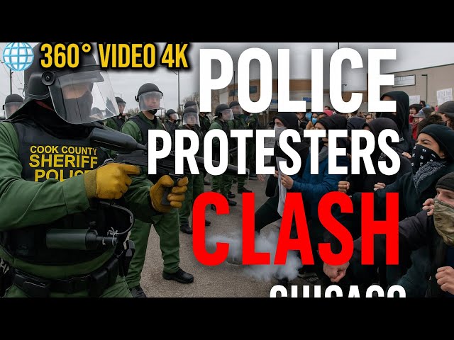 Police Crowd Control Response During Protest | Broadview Illinois | 360° 4K | ICE Broadview NOV 1