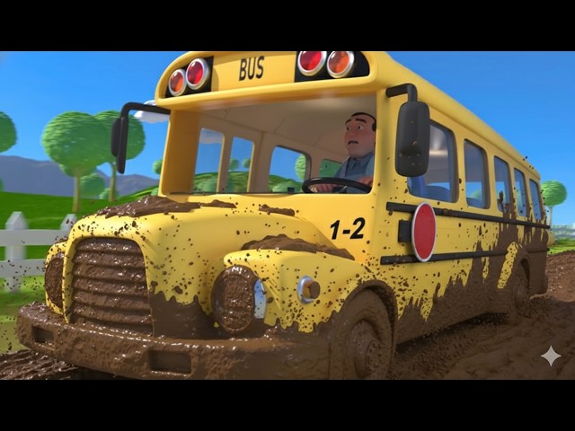 Wheels on the Bus Stuck in the mud || Sticky Mud | 141 Seconds || Crocomix Kids TV