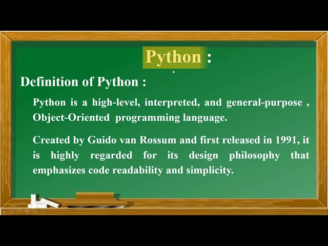 Python 2) Definition of Python | By #softech_computer_academy_hassan