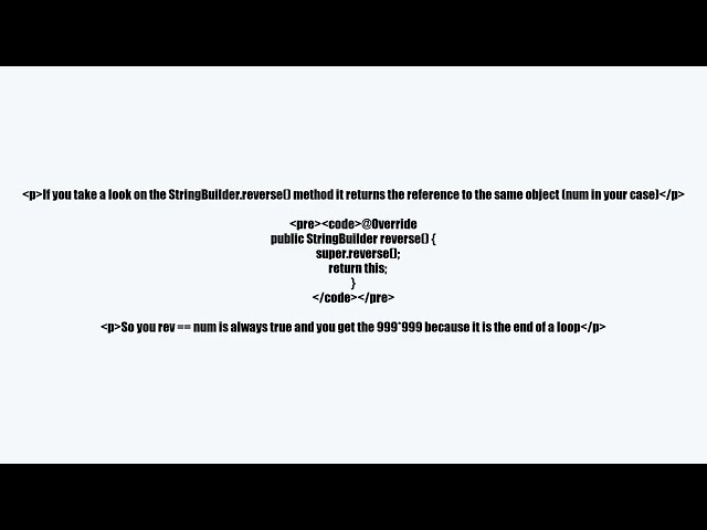 Number palindrome code not working