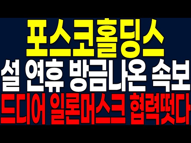 [포스코홀딩스 주가전망] 설 연휴 방금나온 속보! 드디어 일론머스크 협력!