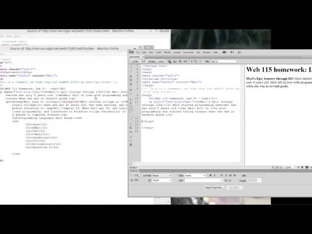 HTML & CSS: First homework in Dreamweaver