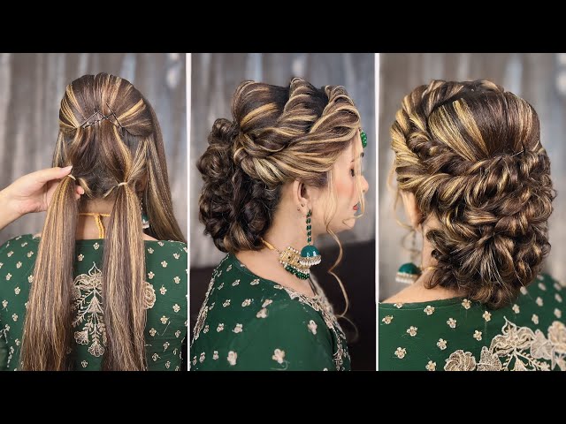 pakistani bridal bun hairstyle | juda hairstyle front and back | bridal hairstyle with donut bun |