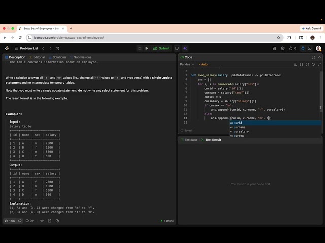 Swap Sex of Employees