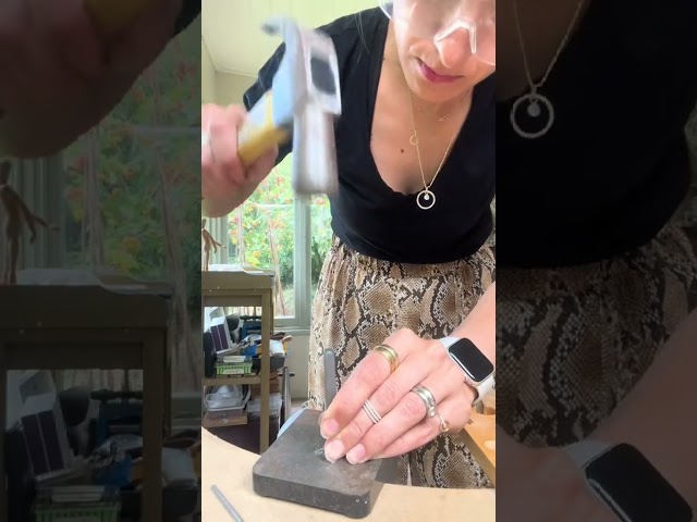 stamped star silver pebble pendant