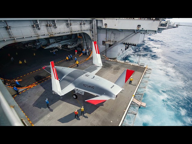 US Navy Launching a Massive Advanced Drone from Aircraft Carrier