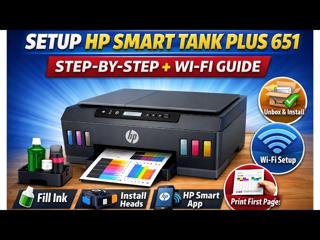 HP Smart Tank Plus 651 Printer  Setup | Unboxing to First Print!