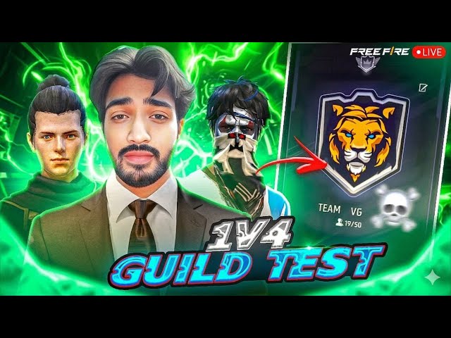 🍀GUILD TEST 1VS4 TEAM VG 😳 😮‍💨 UPCOMING LEGEND#shortslive#freefire#guildtest