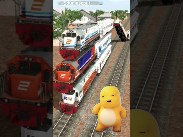 Menggemaskan 4 Kereta Api Saling Bertumpuk #keretaapi #tranding #railway #train