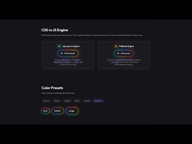 Animated CSS Glow Buttons with JS fallback | #html, #css, #javascript, #js