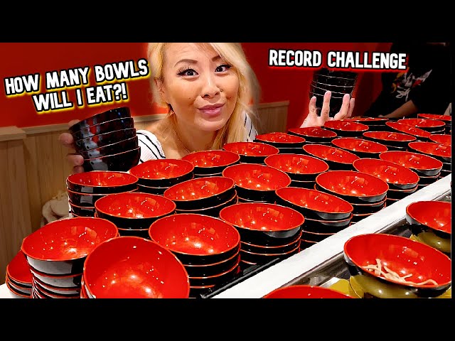 SOBA NOODLE RECORD CHALLENGE in JAPAN?! 300+ BOWLS EATEN!! #RainaisCrazy