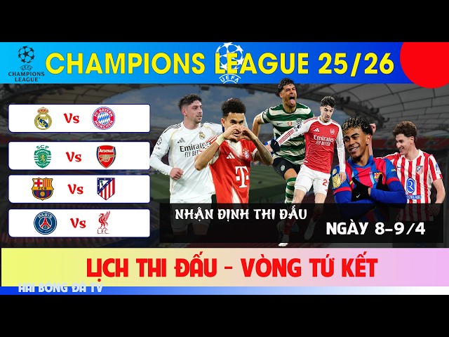 FOOTBALL NEWS: UEFA CHAMPIONS LEAGUE QUARTER-FINAL FIRST LEG FIXTURES APRIL 8-9