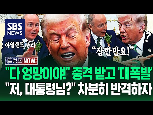 "다 필요 없어!" 트럼프 설움 폭발에 "저, 잠깐만요" 조곤조곤 '팩폭'..'살얼음 정상회담' 아일랜드 총리 반박 기술에 / SBS / 트럼프 NOW