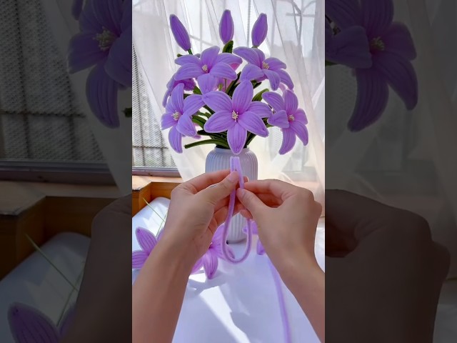 Pupr lover easy diy chenille stem lily flower #diy #gift #diyflowers #diycrafts #flowercraft #flower