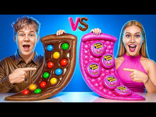 BUBBLE GUM vs CHOCOLATE FOOD CHALLENGE 🍭 Crazy Tasty Surprises!