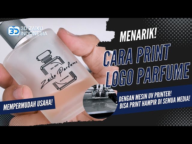 PRINT LOGO PARFUME DI PERMUKAAN KACA MENGGUNAKAN MESIN UV PRINTER 6090 DUAL HEAD - UV PRINT