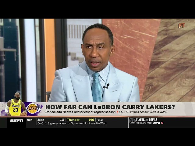 FIRST TAKE | "Without Luka & Reaves, LeBron & Lakers will be eliminated in April" - Stephen A.