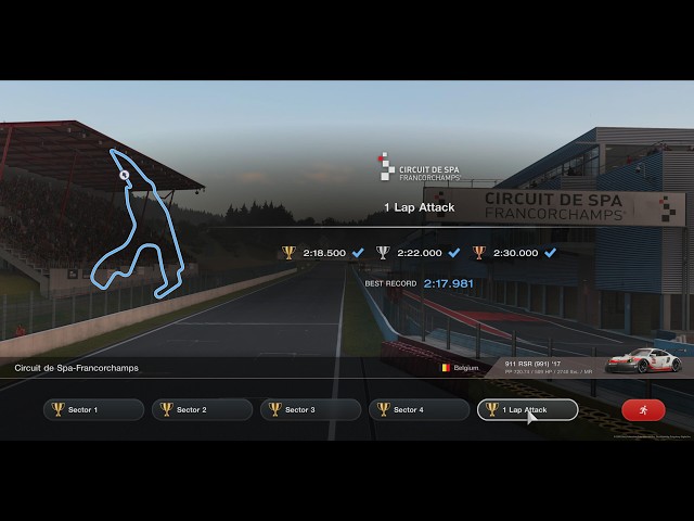 GT7 - Circuit Experience - 1 Lap Attack - Circuit de Spa-Francorchamps - Porsche 911 RSR 991 '17 - 🏆