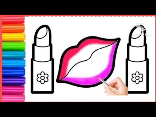 How to draw a lipstick Step by step drawing for kids