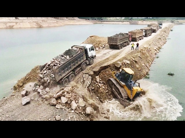 OMG!! Massive Road Building Project over a Flooded Area Shows Heavy Machinery in Full action