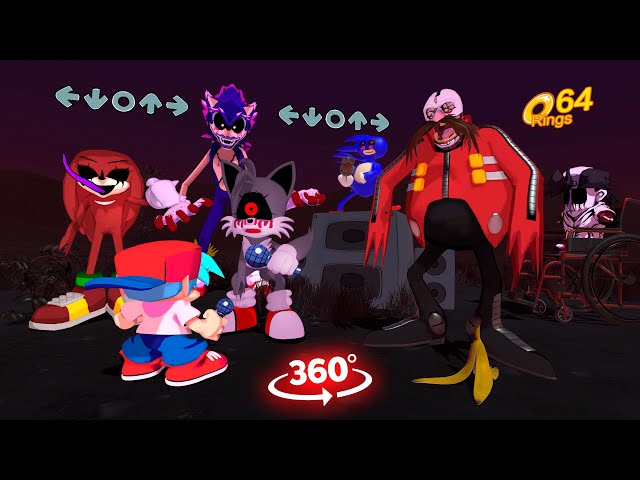 Vs Tails, Knuckles, Eggman - Triple trouble 360 POV  Sonic.exe V2  FNF Animation.