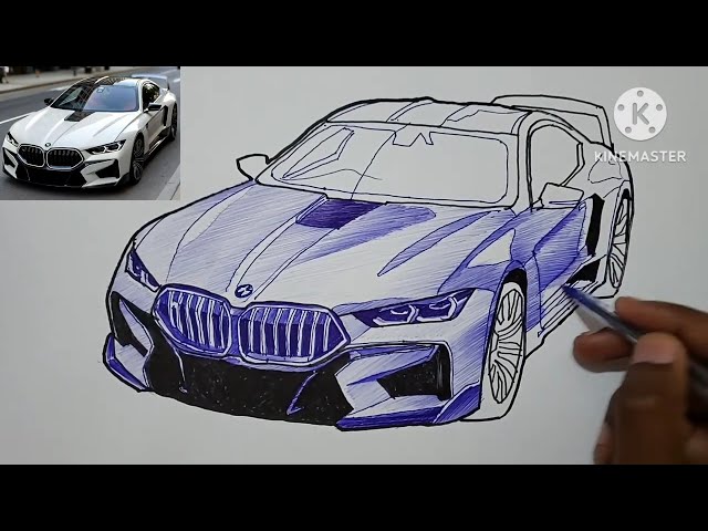 Drawing a BMW M8 car || How to Draw a BMW M8 car step-by-step (time-lapse tutorial)
